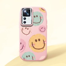 HONTINGA Xiaomi Mi 12T ile Uyumlu Kılıfı Kamera Korumalı Düşüme Önleyici Basitlik Pembe Yumuşak Silikon Telefon Kılıfı Gülümseme Desenli K4-0043