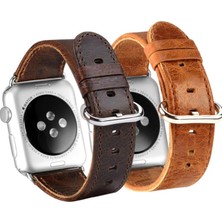 Onba Ally Apple Watch 7-8 41MM 6-5-4 40MM Retro Deri Kordon Kayış 3-2-1 38MM-(5775) - OB4787-6187