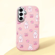 HONTINGA Samsung Galaxy A16 ile Uyumlu Kılıfı Kamera Korumalı Düşüme Önleyici Basitlik Pembe Yumuşak Silikon Telefon Kılıfı Köpek Desenli K4-0040