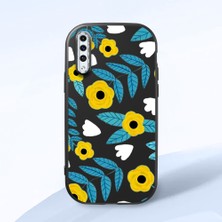 HONTINGA Samsung Galaxy A50S ile Uyumlu Kılıfı Kamera Korumalı Düşüme Önleyici Basitlik Siyah Yumuşak Silikon Telefon Kılıfı Çiçek Desenli K4-0041