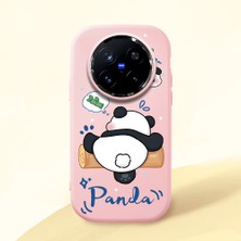 HONTINGA Vivo X200 Pro ile Uyumlu Kılıfı Kamera Korumalı Düşüme Önleyici Basitlik Pembe Yumuşak Silikon Telefon Kılıfı Panda Desenli K4-0037