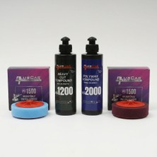 Plus Car Pluscar 2 Premium Süngerli Çizik Giderme Özel Paket: As 1200 Kalın Pasta + As 2000 Hare Giderici (2X250 Ml) ve Pc 1500 Süngerler