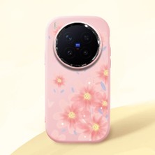 HONTINGA Vivo X300 Pro ile Uyumlu Kılıfı Kamera Korumalı Düşüme Önleyici Basitlik Pembe Yumuşak Silikon Telefon Kılıfı Çiçek Desenli K4-0041