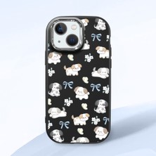 HONTINGA iPhone 13 Mini ile Uyumlu Kılıfı Kamera Korumalı Düşüme Önleyici Basitlik Siyah Yumuşak Silikon Telefon Kılıfı Köpek Desenli K4-0040