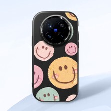 HONTINGA Vivo X200 Pro ile Uyumlu Kılıfı Kamera Korumalı Düşüme Önleyici Basitlik Siyah Yumuşak Silikon Telefon Kılıfı Gülümseme Desenli K4-0043