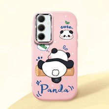 HONTINGA Samsung Galaxy A35 ile Uyumlu Kılıfı Kamera Korumalı Düşüme Önleyici Basitlik Pembe Yumuşak Silikon Telefon Kılıfı Panda Desenli K4-0037