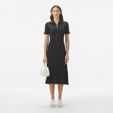 Lacoste Kadın Flare Fit Kısa Kollu Polo Yaka Siyah Elbise