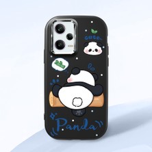 HONTINGA Poco X5 Pro 5g ile Uyumlu Kılıfı Kamera Korumalı Düşüme Önleyici Basitlik Siyah Yumuşak Silikon Telefon Kılıfı Panda Desenli K4-0037