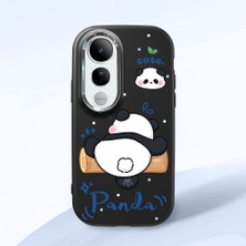 HONTINGA Vivo V50 Lite ile Uyumlu Kılıfı Kamera Korumalı Düşüme Önleyici Basitlik Siyah Yumuşak Silikon Telefon Kılıfı Panda Desenli K4-0037