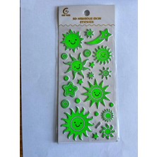 Airbrush Tattoo Güneş ve Yıldızlar Karanlıkta Parlayan Yapışkanlı Fosforlu Sticker Oda Süsü