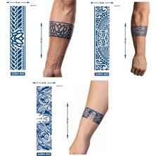Airbrush Tattoo Lotus Baykuş 3 Adet Birden Yarı Kalıcı Şerit Bant Aylık Geçici Dövmeler