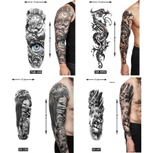 Airbrush Tattoo Farklı Tarz 4 Adet Birden Tam Kol Kaplama 1 Hafta Kalıcı Geçici Dövme Seti