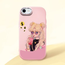 HONTINGA iPhone 7 ile Uyumlu Kılıfı Kamera Korumalı Düşüme Önleyici Basitlik Pembe Yumuşak Silikon Telefon Kılıfı Güzel Kız Desenli K4-0045