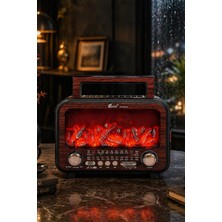 Blackbird Game Center Fepe FP-2393-S Solar Panelli Nostaljik Radyo - Bluetooth Hoparlör ve Alev Efektli Gece Lambası