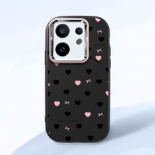 HONTINGA Vivo X200 Fe ile Uyumlu Kılıfı Kamera Korumalı Düşüme Önleyici Basitlik Siyah Yumuşak Silikon Telefon Kılıfı Kalp Desenli K4-0039