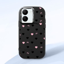 HONTINGA Vivo Y27 ile Uyumlu Kılıfı Kamera Korumalı Düşüme Önleyici Basitlik Siyah Yumuşak Silikon Telefon Kılıfı Kalp Desenli K4-0039