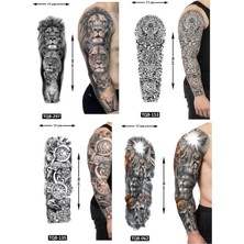 Airbrush Tattoo Yuva Tarz 4 Adet Birden Tam Kol Kaplama 1 Hafta Kalıcı Geçici Dövme Seti