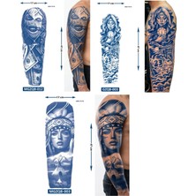 Airbrush Tattoo Tam Kol Kaplama 3 Adet Birden Yarı Kalıcı Geçici Dövme Aylık Set 12