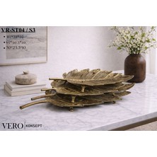 Vero Konsept Antik Gold Yaprak Formlu 3 Lü Dekoratif Tepsi Seti VR-ST04 - Şık Sunum