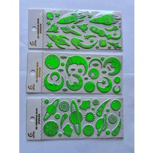 Airbrush Tattoo Karanlıkta Parlayan Yapışkanlı Fosforlu Sticker 3 Adet Birden Uzay