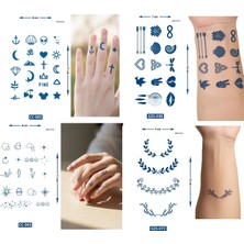 Airbrush Tattoo Summer Tarz 4 Adet Birden Yarı Kalıcı Minimal Parmak ve El Üstü Aylık Geçici Dövmeler