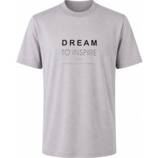 Trender Dream To Inspire Baskı Süpreme Gri Erkek T-Shirt 226-08