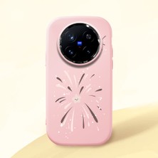 HONTINGA Vivo X200 Pro ile Uyumlu Kılıfı Kamera Korumalı Düşüme Önleyici Basitlik Pembe Yumuşak Silikon Telefon Kılıfı Fişek Desenli K4-0038