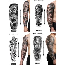 Airbrush Tattoo Öfkeli Tarz 4 Adet Birden Tam Kol Kaplama 1 Hafta Kalıcı Geçici Dövme Seti