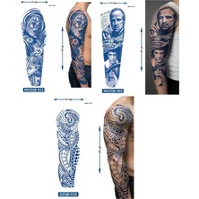 Airbrush Tattoo Tam Kol Kaplama 3 Adet Birden Yarı Kalıcı Geçici Dövme Aylık Set 10