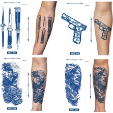 Airbrush Tattoo Yarı Kalıcı 4 Adet Birden Geçici Dövme 18X11 cm Aylık Kalıcı Set 34