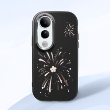 HONTINGA Vivo V50 Lite ile Uyumlu Kılıfı Kamera Korumalı Düşüme Önleyici Basitlik Siyah Yumuşak Silikon Telefon Kılıfı Fişek Desenli K4-0038