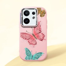HONTINGA Vivo X200 Fe ile Uyumlu Kılıfı Kamera Korumalı Düşüme Önleyici Basitlik Pembe Yumuşak Silikon Telefon Kılıfı Kelebek Desenli K4-0042