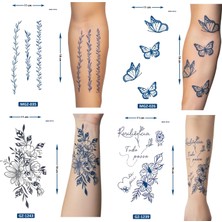 Airbrush Tattoo Yarı Kalıcı 4 Adet Birden Geçici Dövme 18X11 cm Aylık Kalıcı Set 6