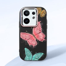 HONTINGA Vivo X200 Fe ile Uyumlu Kılıfı Kamera Korumalı Düşüme Önleyici Basitlik Siyah Yumuşak Silikon Telefon Kılıfı Kelebek Desenli K4-0042