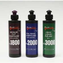 Plus Car Pluscar Üçlü Pürüzsüz Bitiş Seti: As 1800 Orta Pasta + As 2000 Hare Giderici + As 3000 Cila (3X250 Ml)