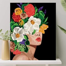 Esranın Dünyası Numaralı Tuval Boyama Seti Fırça ve Boya Dahil (Çıtalı) 40X50 cm - Çiçek Temalı