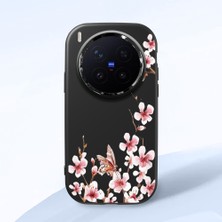HONTINGA Vivo X300 Pro ile Uyumlu Kılıfı Kamera Korumalı Düşüme Önleyici Basitlik Siyah Yumuşak Silikon Telefon Kılıfı Dal Desenli K4-0044