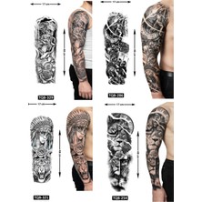 Airbrush Tattoo Mücadele Tarz 4 Adet Birden Tam Kol Kaplama 1 Hafta Kalıcı Geçici Dövme Seti