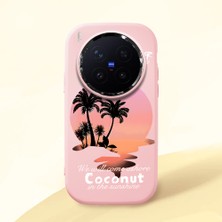 HONTINGA Vivo X300 Pro ile Uyumlu Kılıfı Kamera Korumalı Düşüme Önleyici Basitlik Pembe Yumuşak Silikon Telefon Kılıfı Manzara Desenli K4-0046