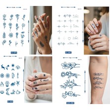 Airbrush Tattoo Sanatsal Tarz 4 Adet Birden Yarı Kalıcı Minimal Parmak ve El Üstü Aylık Geçici Dövmeler