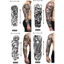 Airbrush Tattoo Uçarı Tarz 4 Adet Birden Tam Kol Kaplama 1 Hafta Kalıcı Geçici Dövme Seti
