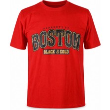 Trender Boston Black&gold Süpreme Kırmızı Erkek T-Shirt 226-20