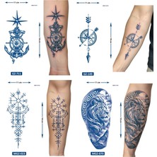 Airbrush Tattoo Yarı Kalıcı 4 Adet Birden Geçici Dövme 18X11 cm Aylık Kalıcı Set 13