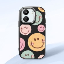 HONTINGA Redmi 13C ile Uyumlu Kılıfı Kamera Korumalı Düşüme Önleyici Basitlik Siyah Yumuşak Silikon Telefon Kılıfı Gülümseme Desenli K4-0043