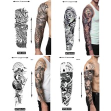 Airbrush Tattoo Heyecan Tarz 4 Adet Birden Tam Kol Kaplama 1 Hafta Kalıcı Geçici Dövme Seti