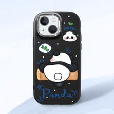 HONTINGA iPhone 13 Mini ile Uyumlu Kılıfı Kamera Korumalı Düşüme Önleyici Basitlik Siyah Yumuşak Silikon Telefon Kılıfı Panda Desenli K4-0037