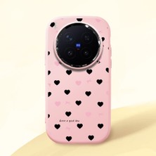 HONTINGA Vivo X300 Pro ile Uyumlu Kılıfı Kamera Korumalı Düşüme Önleyici Basitlik Pembe Yumuşak Silikon Telefon Kılıfı Kalp Desenli K4-0039