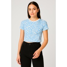 Tomris Butik Desenli Crop Tshirt