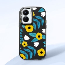 HONTINGA Vivo Y02S ile Uyumlu Kılıfı Kamera Korumalı Düşüme Önleyici Basitlik Siyah Yumuşak Silikon Telefon Kılıfı Çiçek Desenli K4-0041