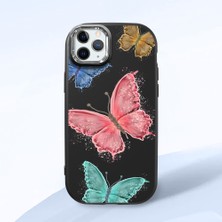 HONTINGA iPhone 11 Pro ile Uyumlu Kılıfı Kamera Korumalı Düşüme Önleyici Basitlik Siyah Yumuşak Silikon Telefon Kılıfı Kelebek Desenli K4-0042